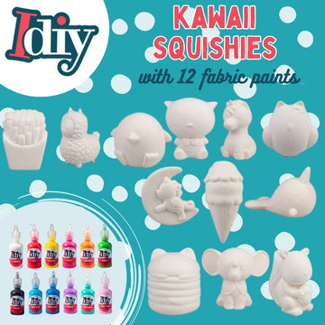 Diy Party Craft Kit Jumbo 4-6'' Blank Squishies (12Pc) W Fabric Paint (12Pk) Combo-White Kawaii Slow Rising Squishy Toys For Pai