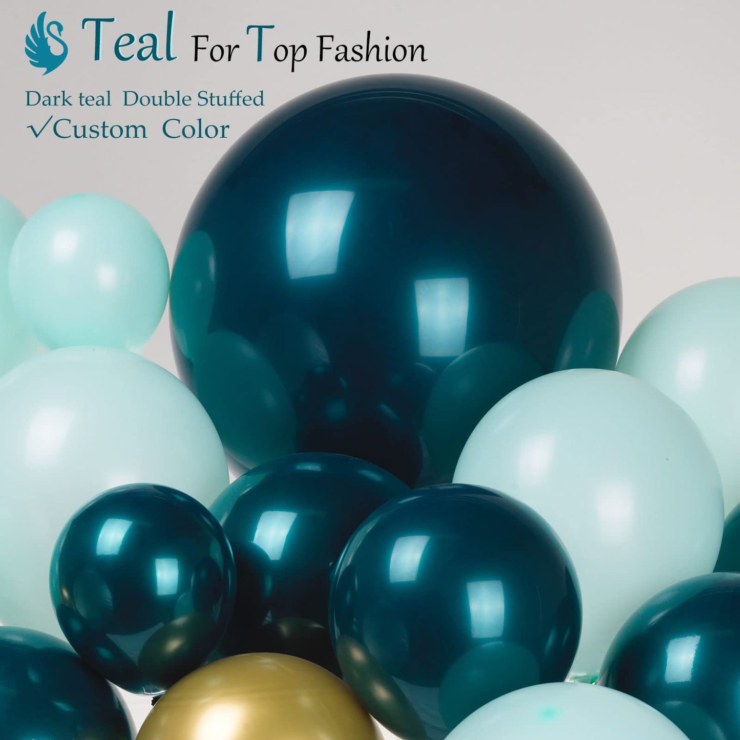Kozee Dark Teal Balloons Double Stuffed Different Sizes 52 Pack 18+10+5 Inch 2-Layer Teal Balloon Garland Kit For Wedding Birthd