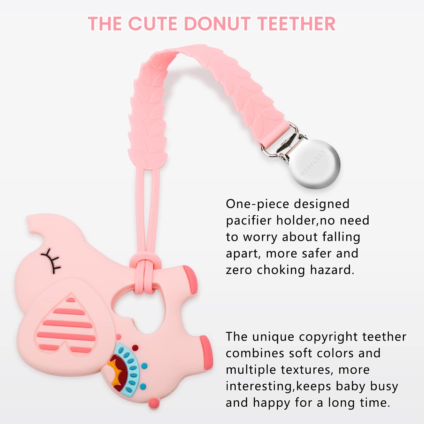 Misslili Teething Toys For Babies 0-6 6-12 Months Baby Teethers With Clip Silicone Baby Teether Toys For Boys And Girls Infant T