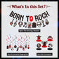 Larrazabal 25Pcs Rock And Roll Party Decorations Include Born To Rock Glitter Banner, Rock And Roll Hanging Swirls And Honeycomb