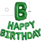 Toniful Green Happy Birthday Balloons Banner 16 Inch Mylar Foil Letters Birthday Sign Banner Bunting Reusable For Girls Boys Kid