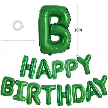 Toniful Green Happy Birthday Balloons Banner 16 Inch Mylar Foil Letters Birthday Sign Banner Bunting Reusable For Girls Boys Kid