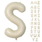 Biapian 40 Inch Letter S Balloons, Giant Cream S Foil Balloon, Big Single Alphabet A-Z Balloons, Beige Large Aluminum S Balloons