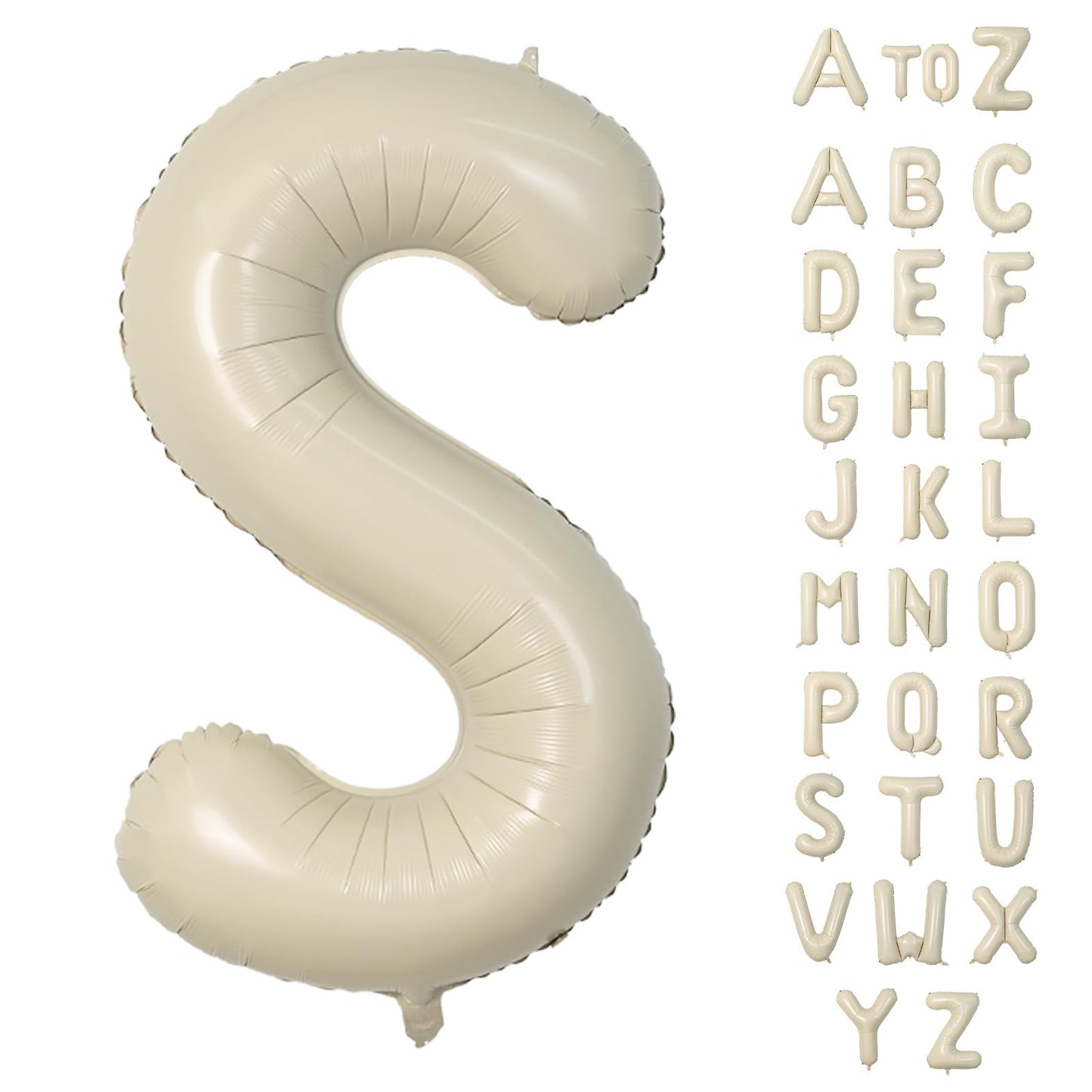 Biapian 40 Inch Letter S Balloons, Giant Cream S Foil Balloon, Big Single Alphabet A-Z Balloons, Beige Large Aluminum S Balloons
