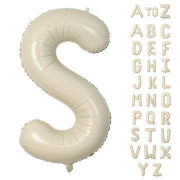 Biapian 40 Inch Letter S Balloons, Giant Cream S Foil Balloon, Big Single Alphabet A-Z Balloons, Beige Large Aluminum S Balloons