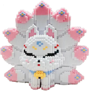 Nine Tailed Fox Animal Miniature Building Block Set, Diy Mini 3D Building Block Set, Gift For Children,Compatible With Lego (Whi
