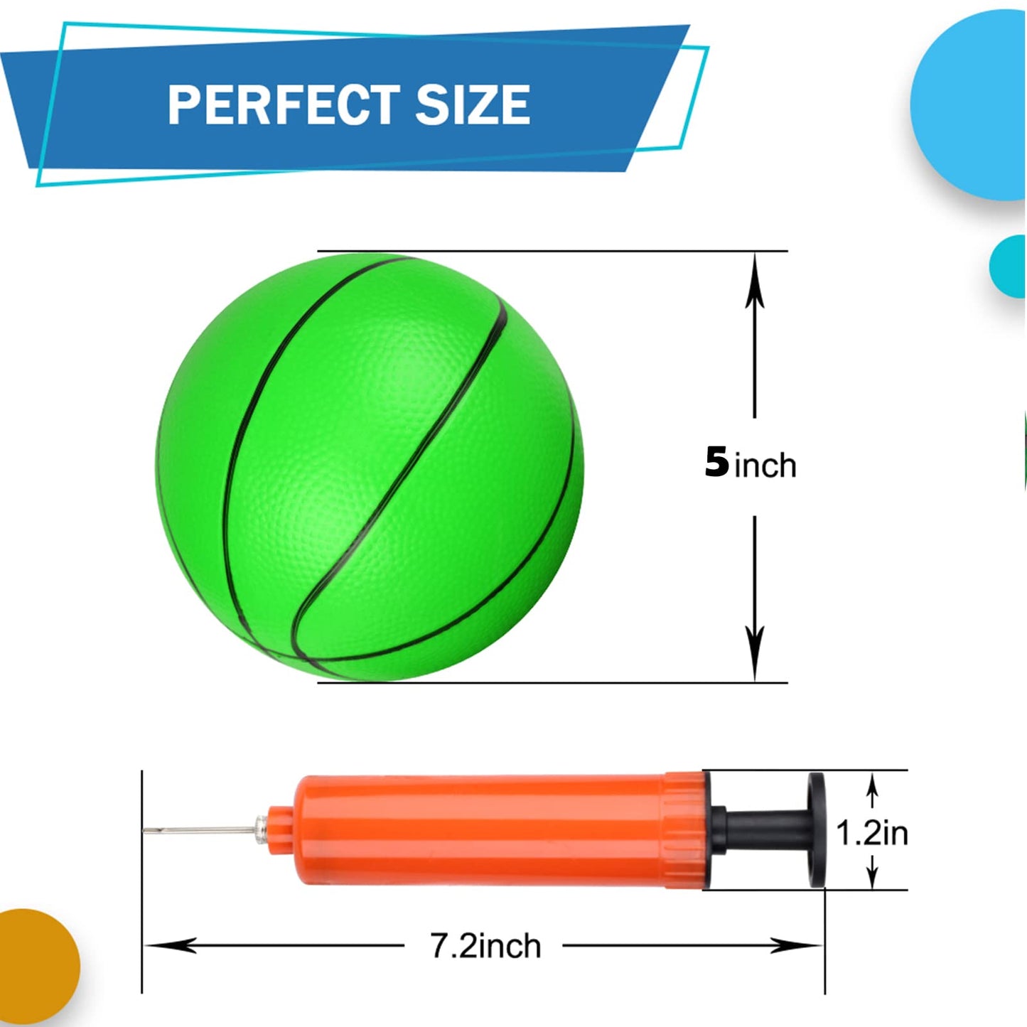 6 Inch Pvc Mini Basketball For Indoor Basketball Hoops, Soft 6' Rubber Small Replacement Basketball For Over Door Basketball Hoop Sets, Little Pool Basketballs For Kids Toddler(4 Pcs With Air Pump)