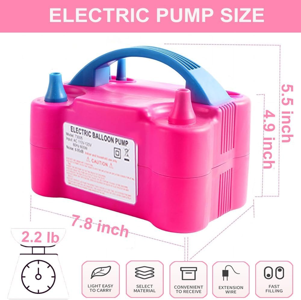 Electric Air Balloon Pump, Portable 110V 600W Dual Nozzle Electric Blower Air Pump Inflator For Decoration Party With Balloons,