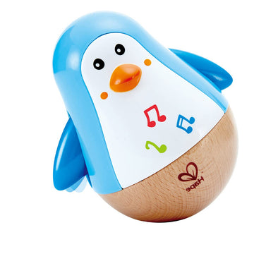 Hape Penguin Musical Wobbler | Colorful Wobbling Melody Penguin, Roly Poly Toy For Kids 6 Months+, Multicolor, 5'' X 2'' (E0331)