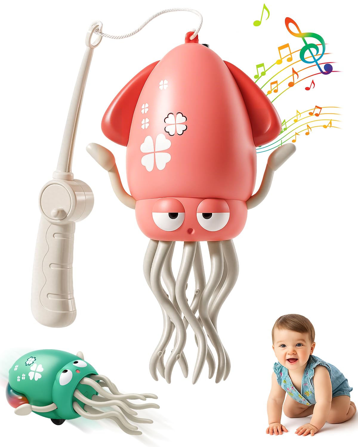 Magic Dancing Octopus Toy  Smart Tentacle Explorer  Wiggly Wonder Interactive Fun Octopus  Crawling Dancing Automatic Obstacle Sensor Toys  Crazy 8-Leg Wiggly Robotic with Music (Pink)