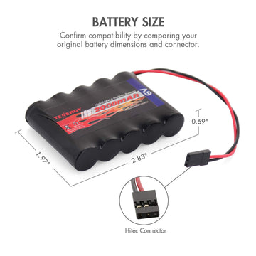Tenergy 2 Pack 6V 2000mAh NiMH Rechargeable Receiver RX Battery with Hitec Connectors for RC Airplanes and Aircrafts