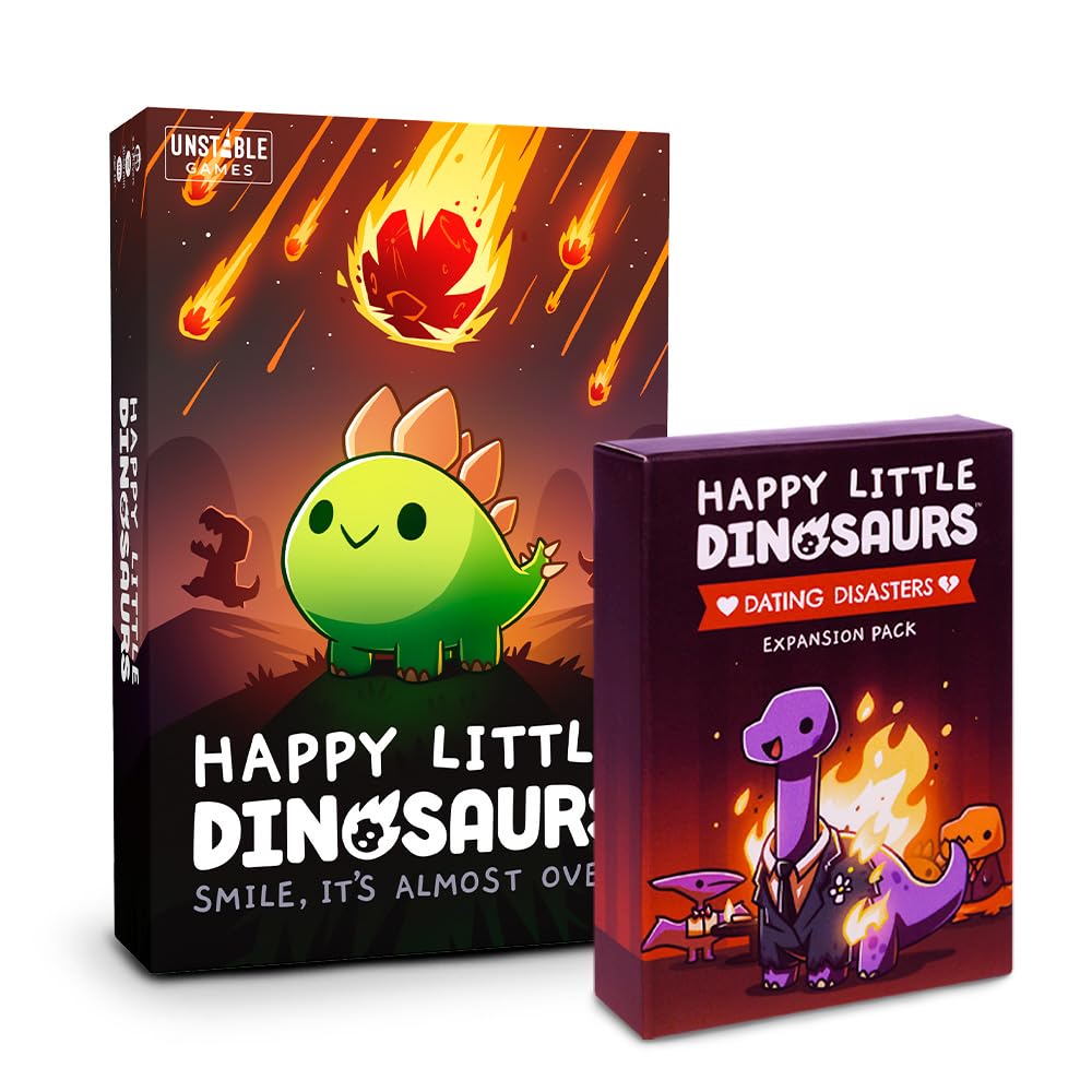 Unstable Games - Happy Little Dinosaurs: Dating Disasters Expansion Pack - Cute Card Game For Kids, Teens, & Adults - Dodge Life’S Disasters! - 2-4 Players, Ages 8+ - Great For Game Night