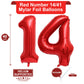 40 Inch Red 14 Number Balloons Giant 14 Or 41 Balloons Red Birthday 14 Balloons 14Th Birthday Anniversary Party Decorations Supp