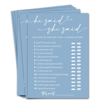 Bridal Shower Games Cards, Guest Who Said It, He Said She Said Game Cards, Bridal Shower Games 25 Guests, Engagement Party Weddi