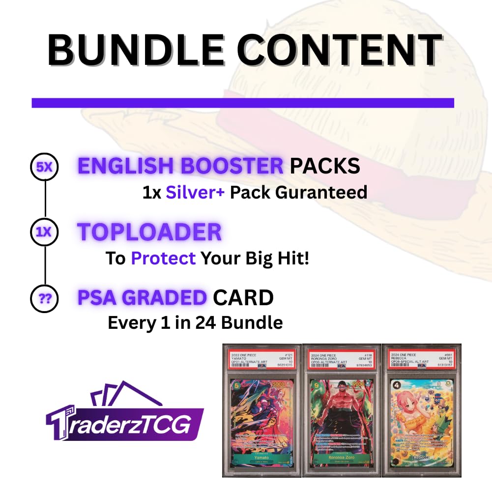 TraderzTCG One Piece TCG English Booster Pack Bundle - (5 Pack English) - Perfect for One Piece Cards Game Fans  Anime Collectors  and TCG Enthusiasts