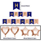 Zerodeco Birthday Decorations For Women, Navy Blue Rose Gold Birthday Party Decorations Happy Birthday Banner Paper Pompoms Ball