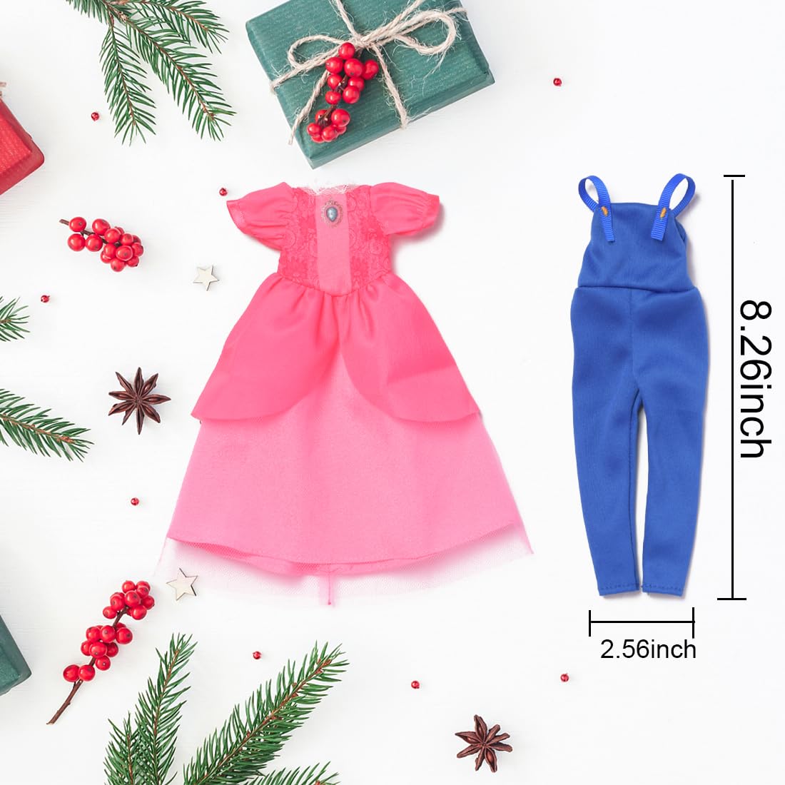Nevgvup Peach Costume Christmas Elf Accessories For Elf Doll Clothes Included Dress And Braces