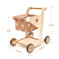 Asweets 2 In 1 Wooden Baby Walker Push And Pull Doll Stroller,Shopping Cart Learning Walker For Boys And Girls Sit Stand Learning Walker Toddler Toy (Brown)