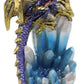 Ebros 6.25' Tall Purple And Gold Cosmic Galaxy Dragon On Blue Crystal Stalactite Rock Statue With Led Night Light Feature As Dungeons And Dragons Fantasy Decor Accent Figurine