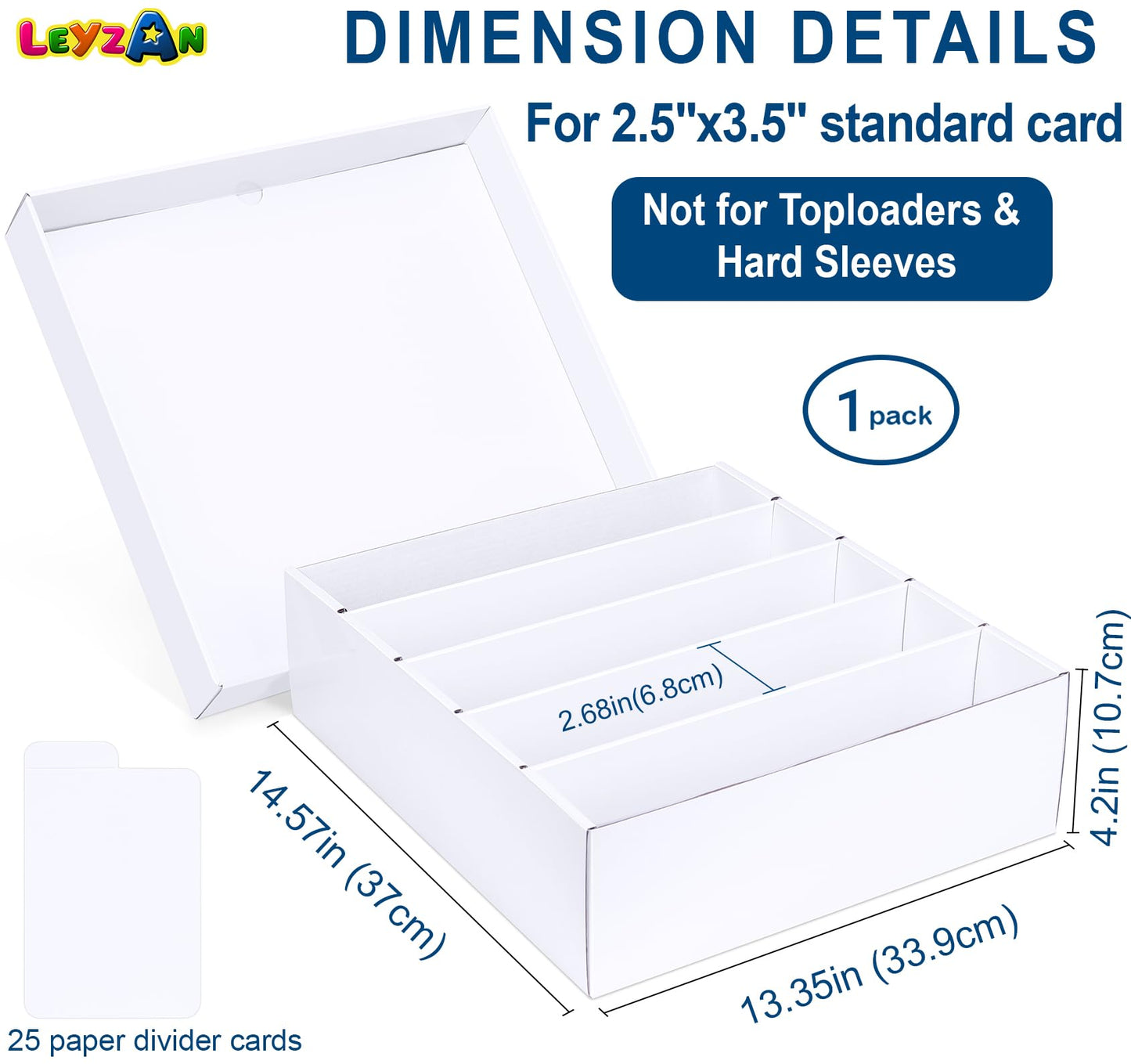 Leyzan 5 Row Trading Card Storage Box, 1 Pack Cardboard Storage Box With Divider For Mtg, Tcg, Sports Cards