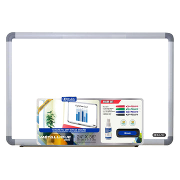 Bazic Magnetic Dry Erase Board Aluminium Frame 24''X36'', Whiteboard, Dry Erase Markers, Magnets, Board Cleaner, Magnetic Eraser