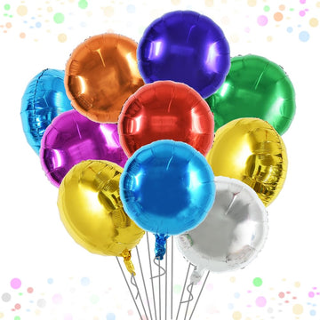 TONIFUL 30Pcs 18 Inch Round Balloons Large Colorful Round Shape Foil Balloons Big Colorful Round Helium Mylar Balloons for Birth