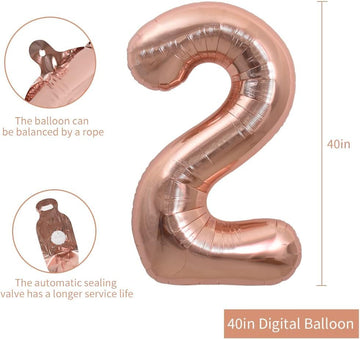 Toniful 40 Inch Large Rose Gold Number 21 Balloons Giant Digital 21 Or 12 Helium Balloons, Foil Mylar Big Number Balloons For 12