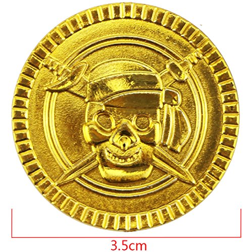 Wankko 100PCS Pirate Gold Coins Plastic Play Gold Treasure Coins for Play Favor Party Supplies