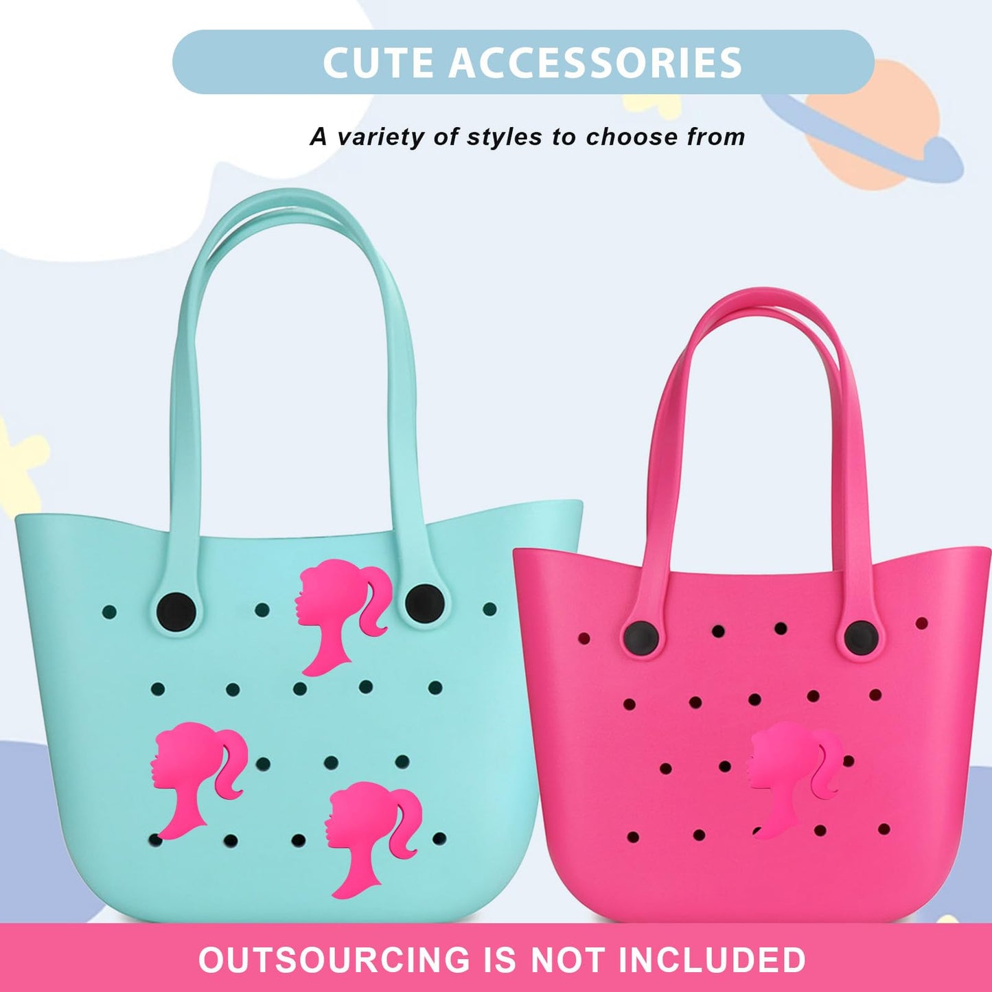 Lckaey Rubber Beach Bag Accessories-PVC Rubber decoration-for EVA Purse Bogg Inserts Y064Figure 45