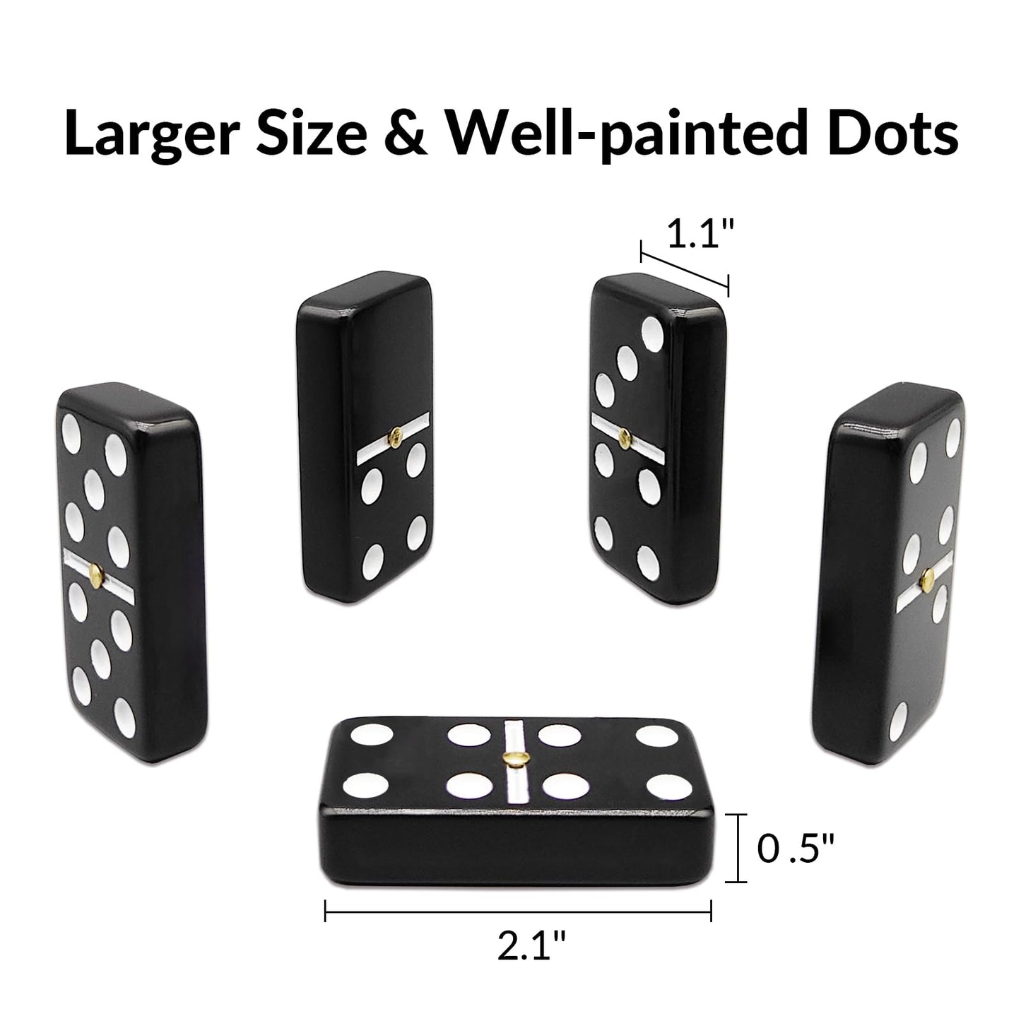 Dominoes Set For Adults With 4 Wooden Racks/Trays, Double Six Dominoes Travel Set With Portable Case Double 6 Dominoes Set With 4 Tiles Holders, 28 Tiles Dominos Set For Family Board Games - Black