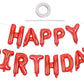 TONIFUL Red Happy Birthday Balloons 16 Inch Mylar Foil Letters Birthday Sign Banner Balloon Bunting Reusable for Girls Boys Kids