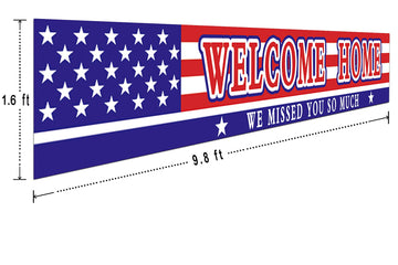 Large Welcome Home Banner, Deployment Returning Party Supplies Military Army Homecoming Party Decorations Sweet Home Decor (9.8