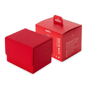 Vault X Trading Card Sideloading Deck Box  100+ sleeved cards  enhanced Exo-Tec Material  Card Holder Storage Box  Detachable Magnetic Lid  for MTG Commander Game  TCG (Red)
