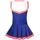 Grajtcin Girls Cheerleader Costume Kids Cheer Uniform Cheerleading Outfit Halloween Fancy Dress For 10-12 Years (150, Blue)
