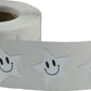 Metallic Silver Happy Face Star Shape Stickers 0.75 Inch 500 Adhesive Labels