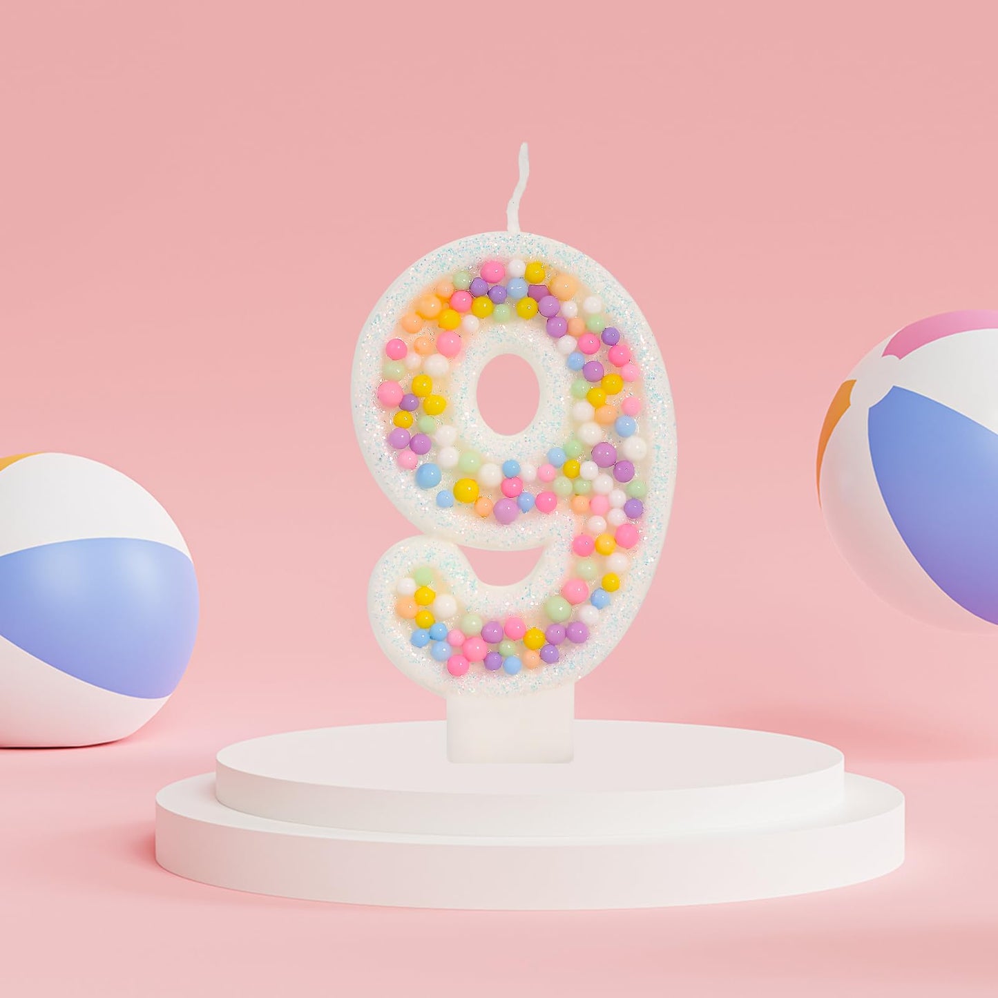 FAMGift Number 9 Birthday Candle - Colorful Macaron Candles, 9 Candle Birthday Girl Women, Sweet Theme Birthday Party Supplies,