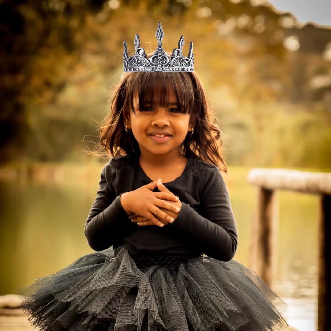 Royal Silver Crown for Birthday, Prom, and Holiday Parties - Prince or Princess Headdress for Kids, Teens, and Adults