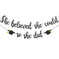 She Believed She Could So She Did Banner Decorations - Black Glitter She Did It 2024 Garland Graduation Bunting Banner, Congrats