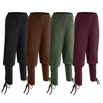 Boys Medieval Pirate Pants Kids Renaissance Costume Viking Ankle Banded Pants for Halloween Party Cosplay