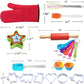 Kids Cooking And Baking Set Real Baking Gift Includes Kids Apron,Chef Hat,Oven Mitt&Utensil,Recipes For The Curious Young Junior Chef