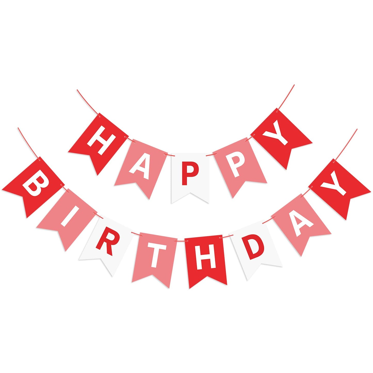 Eaezerav Happy Birthday Banner - Red Paper Bunting Sign for Kids' Parties, Tea Party, Christmas & Thanksgiving Decor