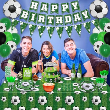 211 Pack Soccer Party Supplies Soccer Party Decorations Boys Sports Theme Birthday Decor Soccer Theme Tableware Set - Soccer Pla