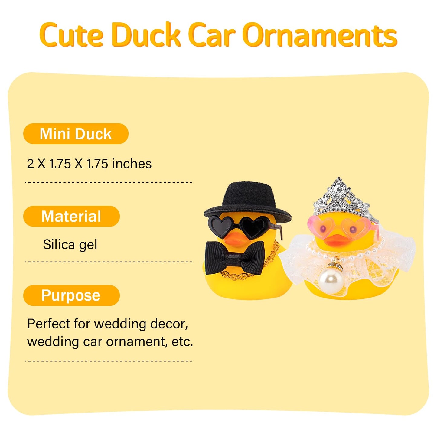 wonuu Pair Set of 2 Wedding Rubber Ducks  Bride Groom Duckies Marriage Rubber Duck Mini Couple Ducky for Ceremony Gift Souvenir Marry Blessings Elegant Heartwarming Present  White Double Lace Dress