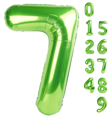 40 Inch Number 7 Balloon, Forestlight Green Jumbo Large Seven Birthday Party Supplier, Mylar Foil Big Balloon Number For 7 17 27