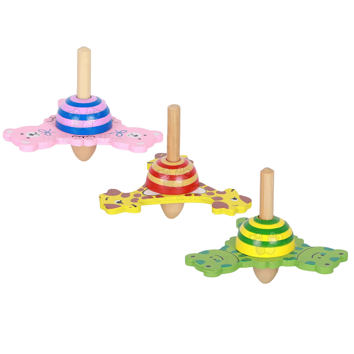 Trinkets & More Spinning Tops For Kids Toddlers 3+ (Animal Theme Pack Of 3)