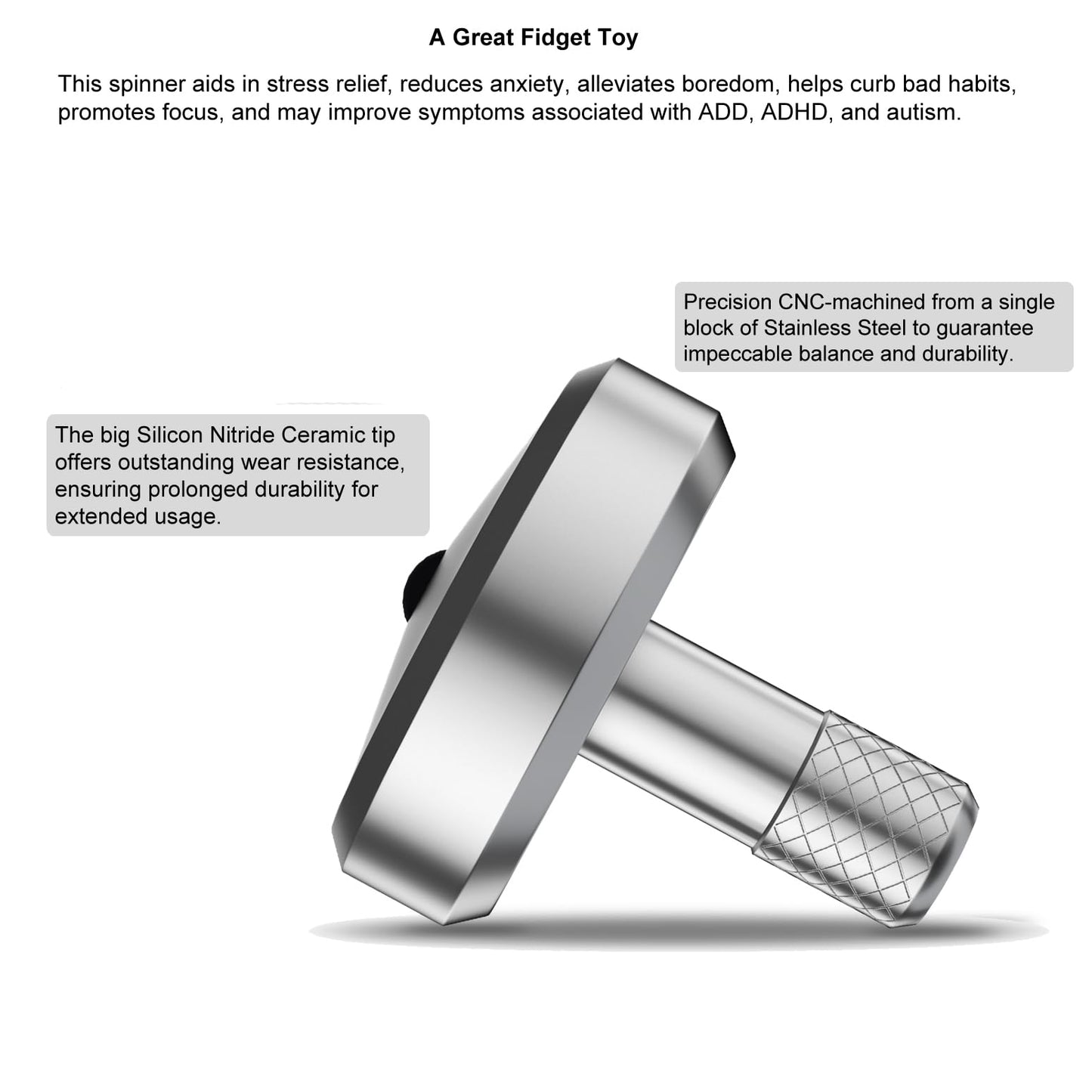 Djuiinostar Premium Spinning Top: Lengthened Stem, Easy To Twirl, High Performance (Br 13+, Avg 5-8), Cnc Machined Stainless Ste