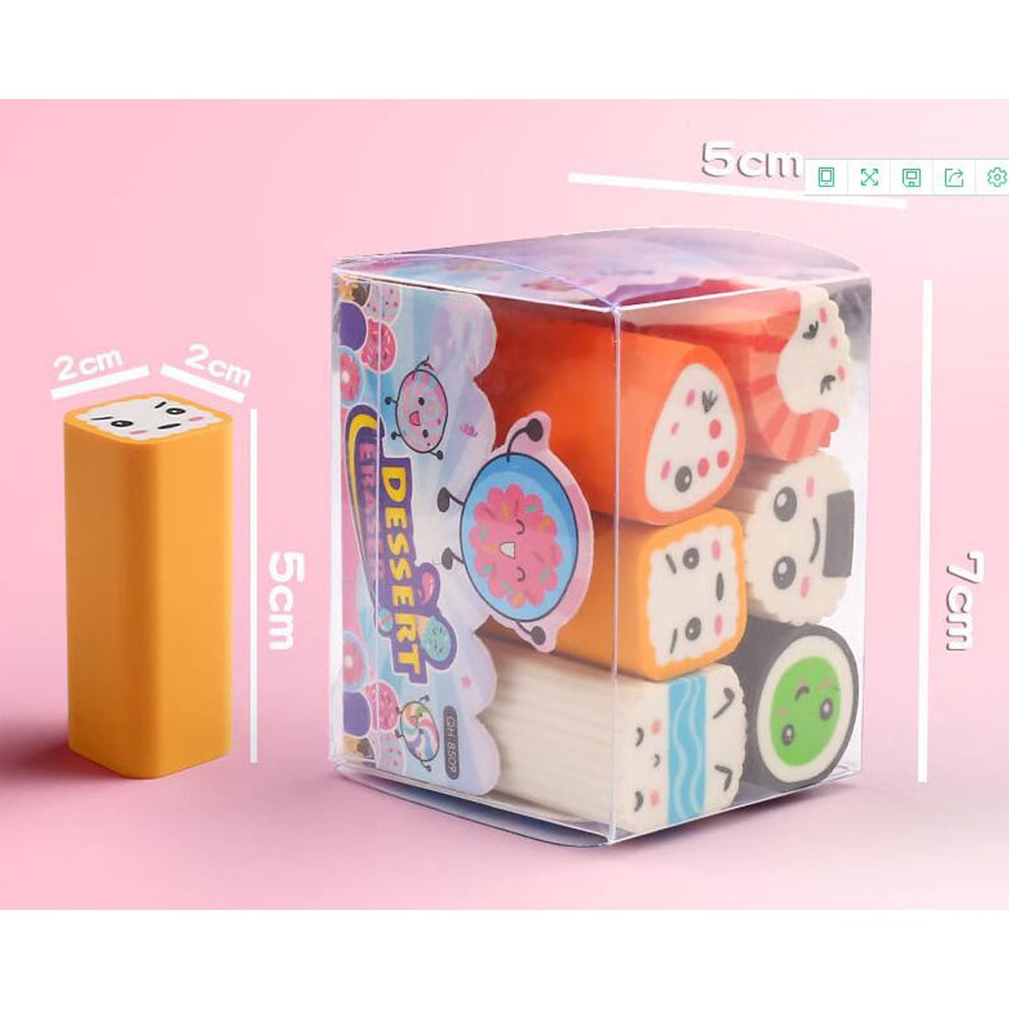 Food Erasers 12 Pack Sushi Desserts Desk Pet Erasers for Kids Cute Fun School Supplies Prize Gifts Party Favors