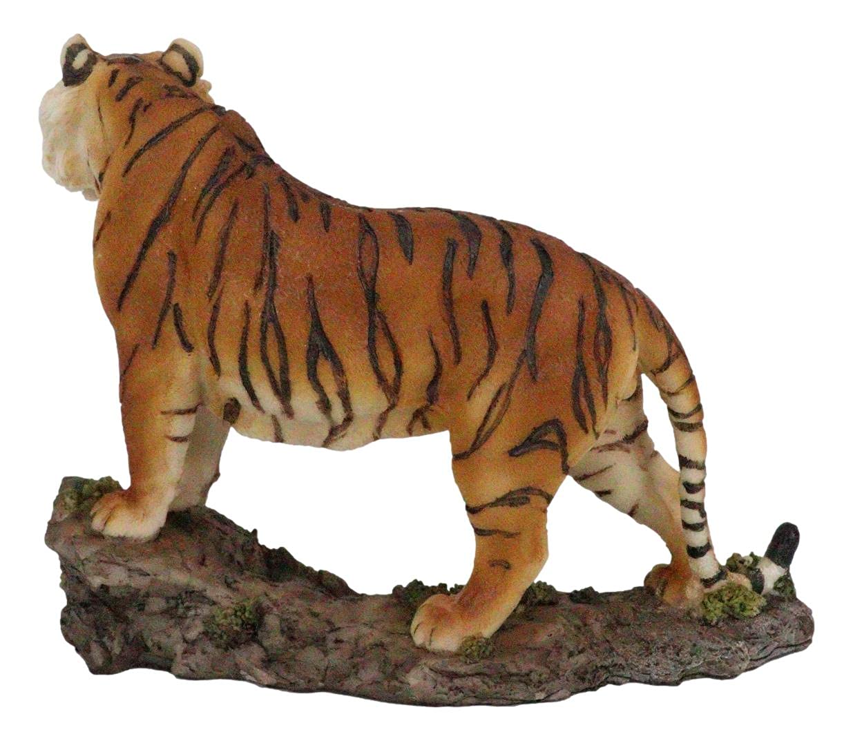 Ebros 7.25' Long Jungle Menace Orange Bengal Tiger Standing On Rock Statue Giant Cat Wild Animal Decorative Figurine