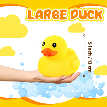 Deekin 10 Pcs Large Yellow Rubber Ducks Bulk Large Duck Bath Toy Squeak Rubber Bathtub Floating Bath For Birthday Party Decorati