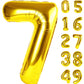 Gold Number 7 Birthday Balloon 40 Inch, Digital Balloons For 7 17 27 70 73 77 Party Celebration Decorations Supplies, Mylar Foil